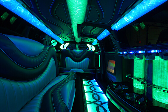 Luxury seating on a Houston limousine